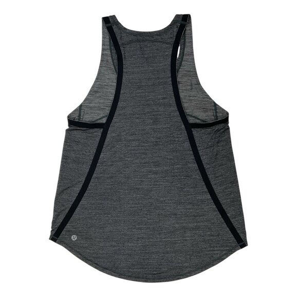 Lululemon On Track Singlet Tank Top 4 Heathered Black Logo Athletic Yoga W1AB6S - Picture 10 of 11